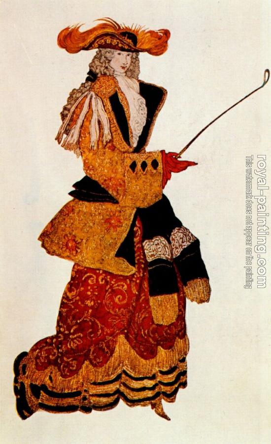 Leon Bakst : Costume design for the marchioness hunting from sleeping beauty